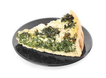 Photo of Piece of delicious quiche isolated on white