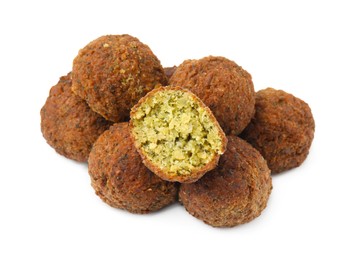 Photo of Delicious fried falafel balls isolated on white