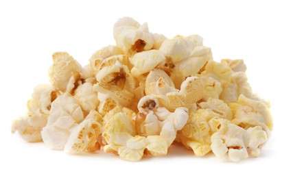 Fresh popcorn isolated on white. Tasty snack