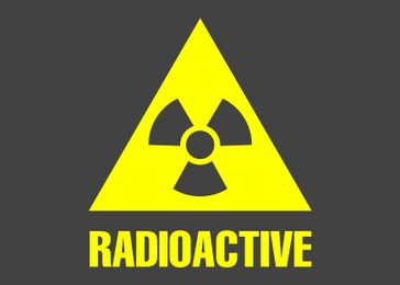 Illustration of Radioactive sign on grey background. Hazard symbol