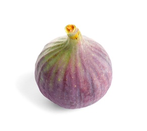 Whole ripe purple fig on white background