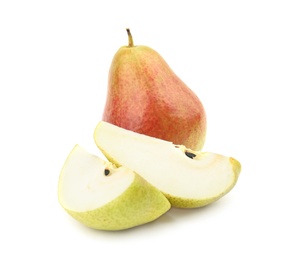 Photo of Fresh ripe juicy pears isolated on white