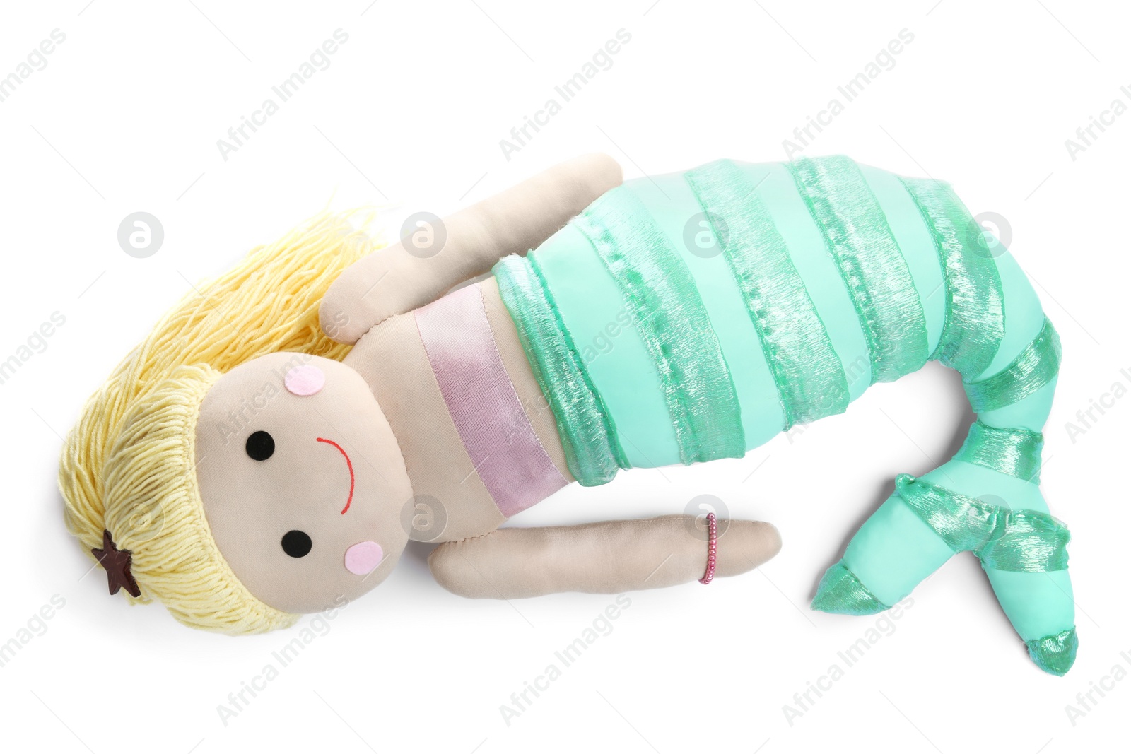 Photo of Cute soft toy mermaid isolated on white