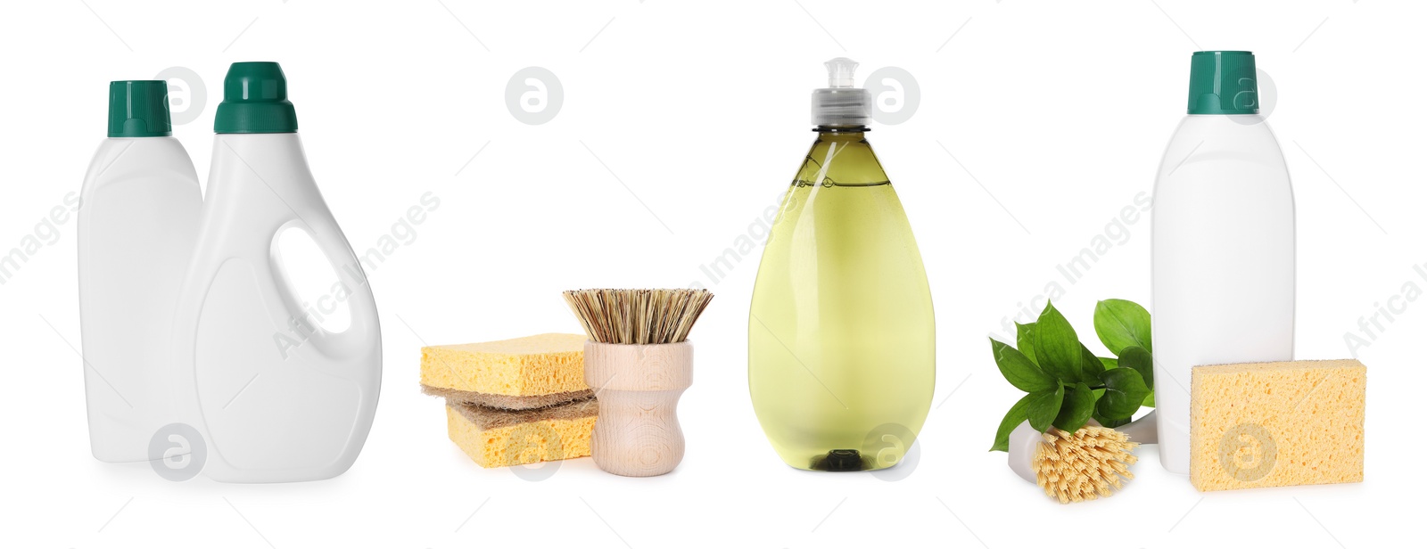 Image of Set of eco-friendly cleaning products isolated on white