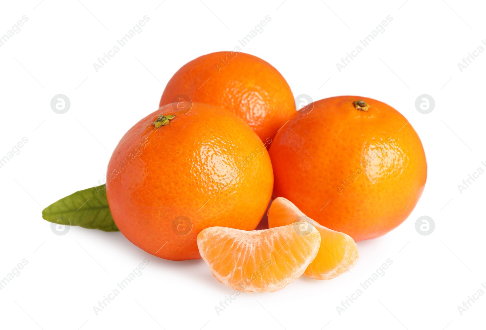 Photo of Fresh ripe juicy tangerines isolated on white