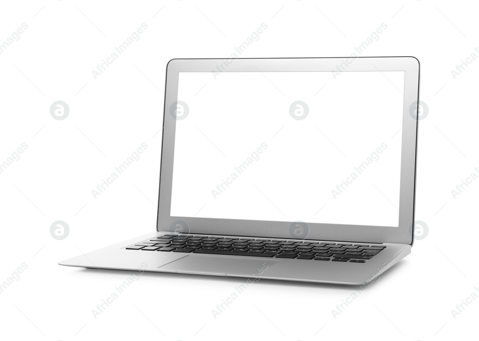 Photo of Laptop with blank screen isolated on white. Mockup for design