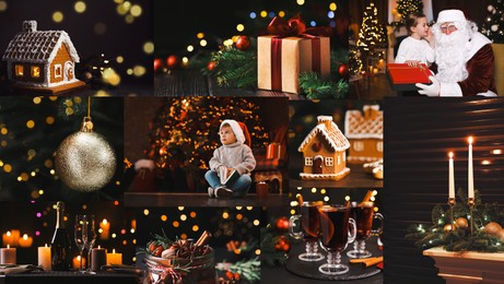 Image of Christmas themed collage. Collectionfestive photos, banner design