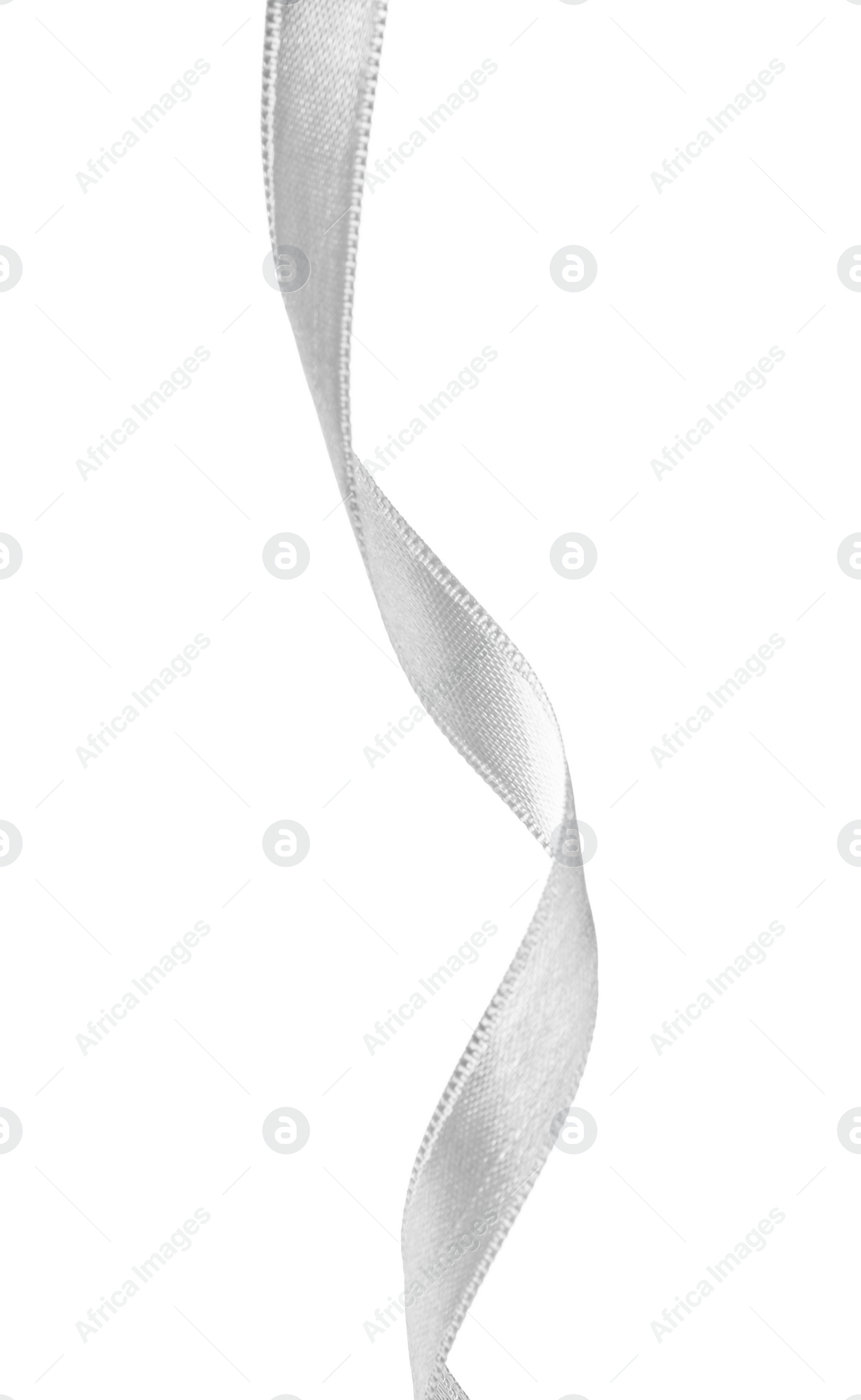 Image of One white satin ribbon isolated on white