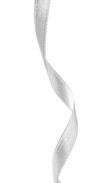 Image of One white satin ribbon isolated on white