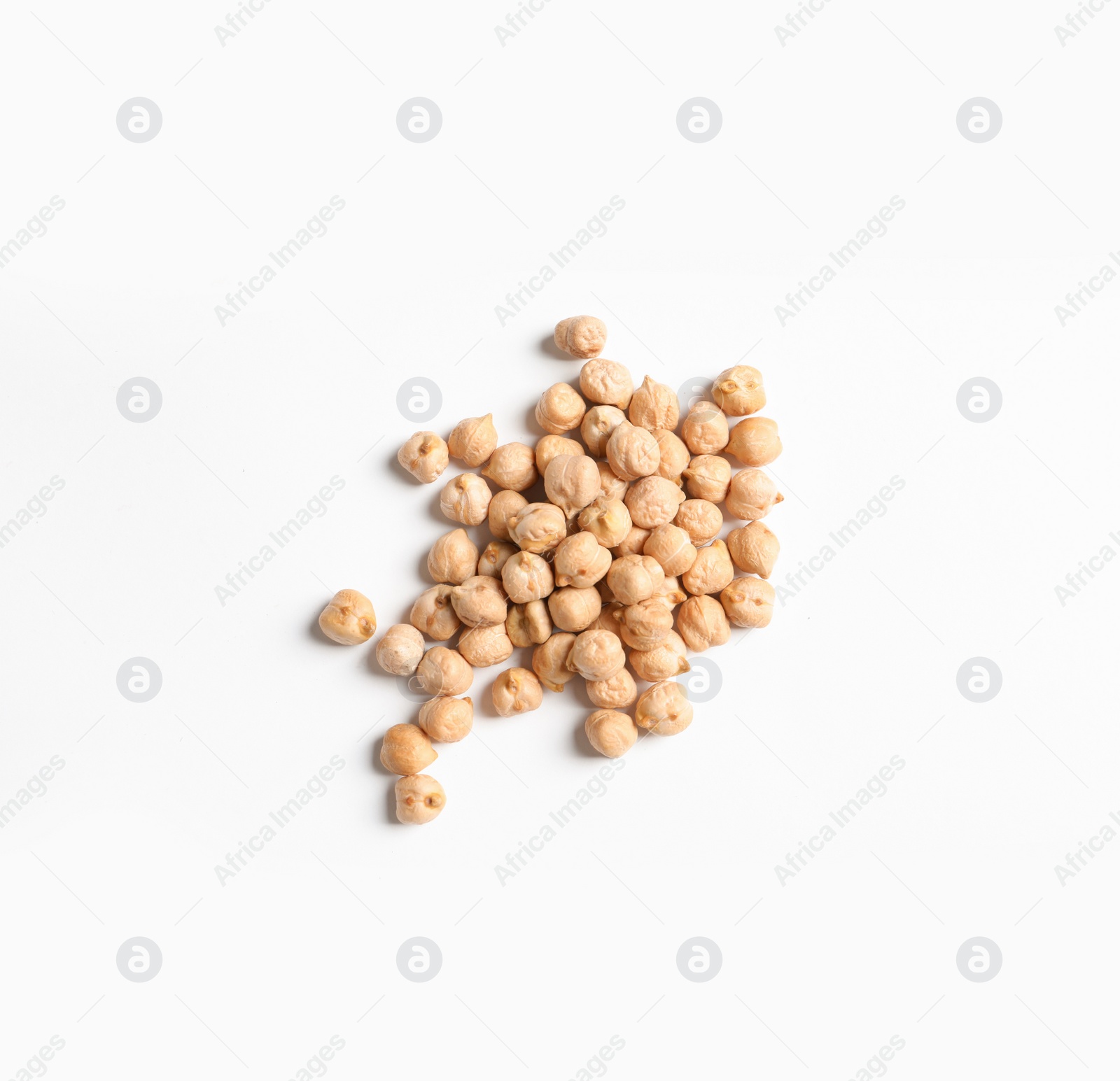 Photo of Pile of chickpea on white background, top view. Natural food high in protein