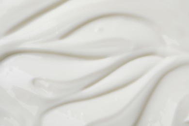 Delicious organic yogurt as background, top view