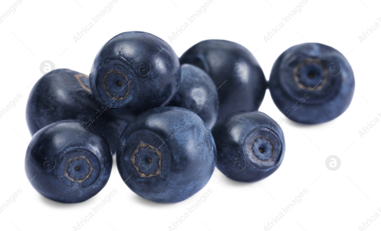 Photo of Many tasty ripe bilberries isolated on white