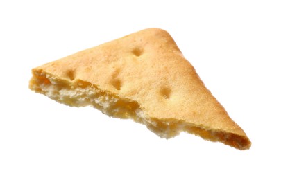 Photo of Piece of tasty cracker isolated on white