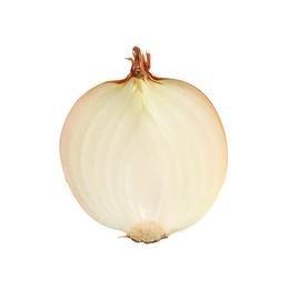 Half of fresh ripe onion isolated on white