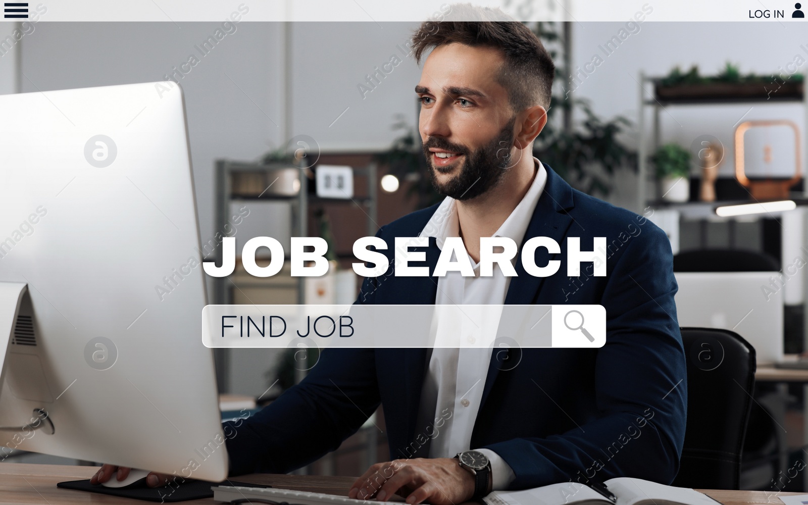 Image of Homepage of employment website. Job search engine