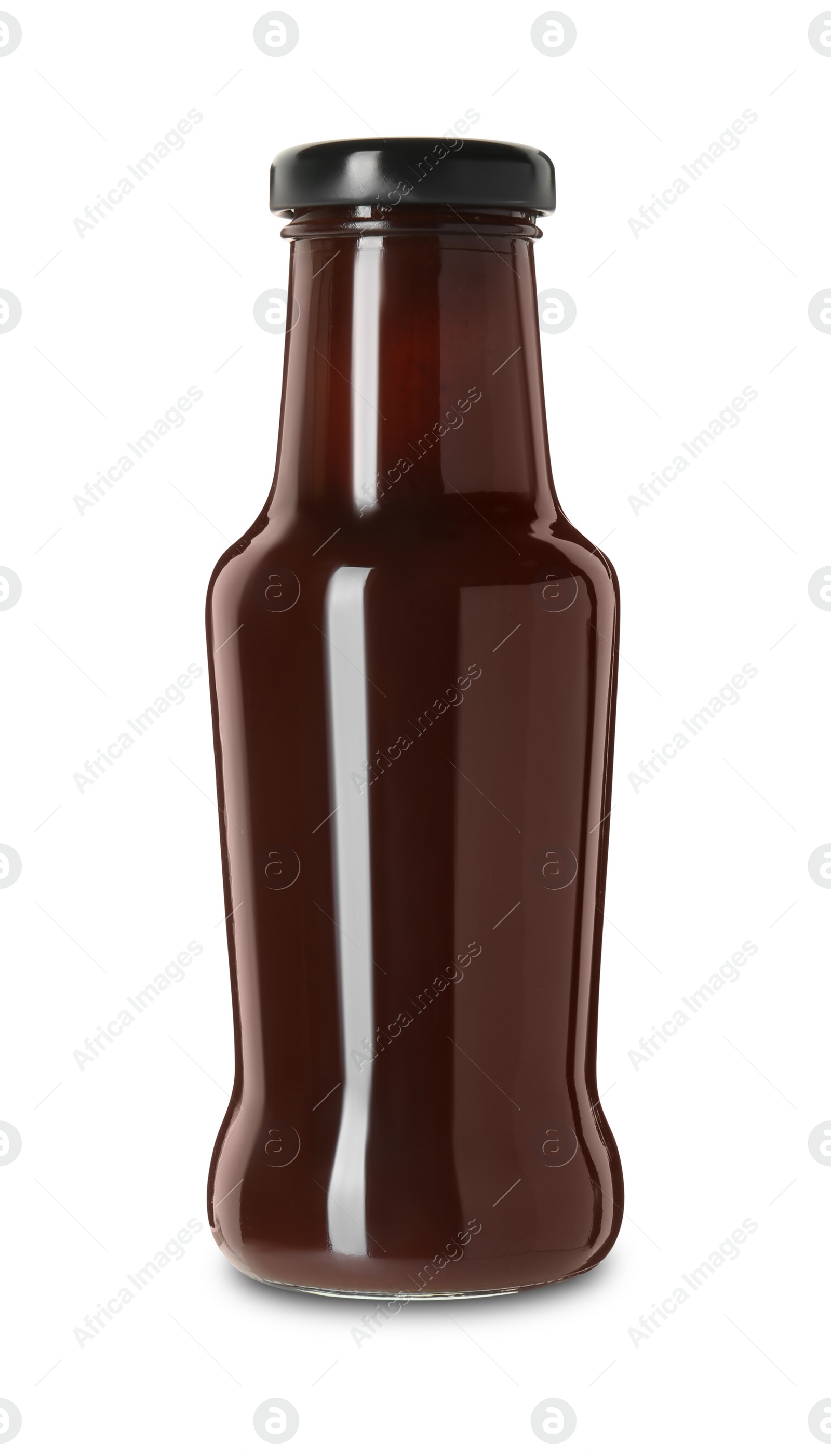 Photo of Tasty barbecue sauce in bottle isolated on white