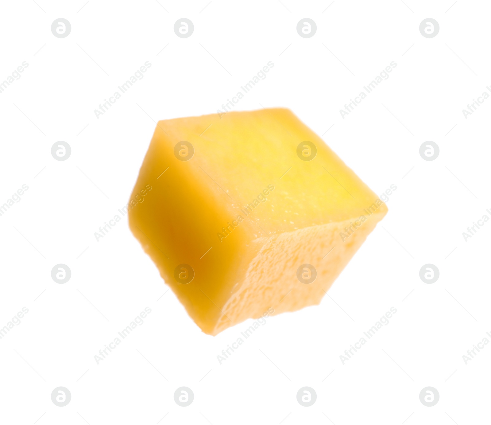 Photo of Fresh juicy mango cube on white background