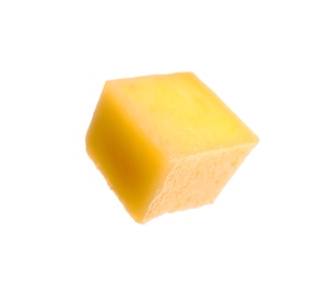 Photo of Fresh juicy mango cube on white background