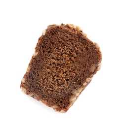 Photo of Fresh rye bread on white background, top view