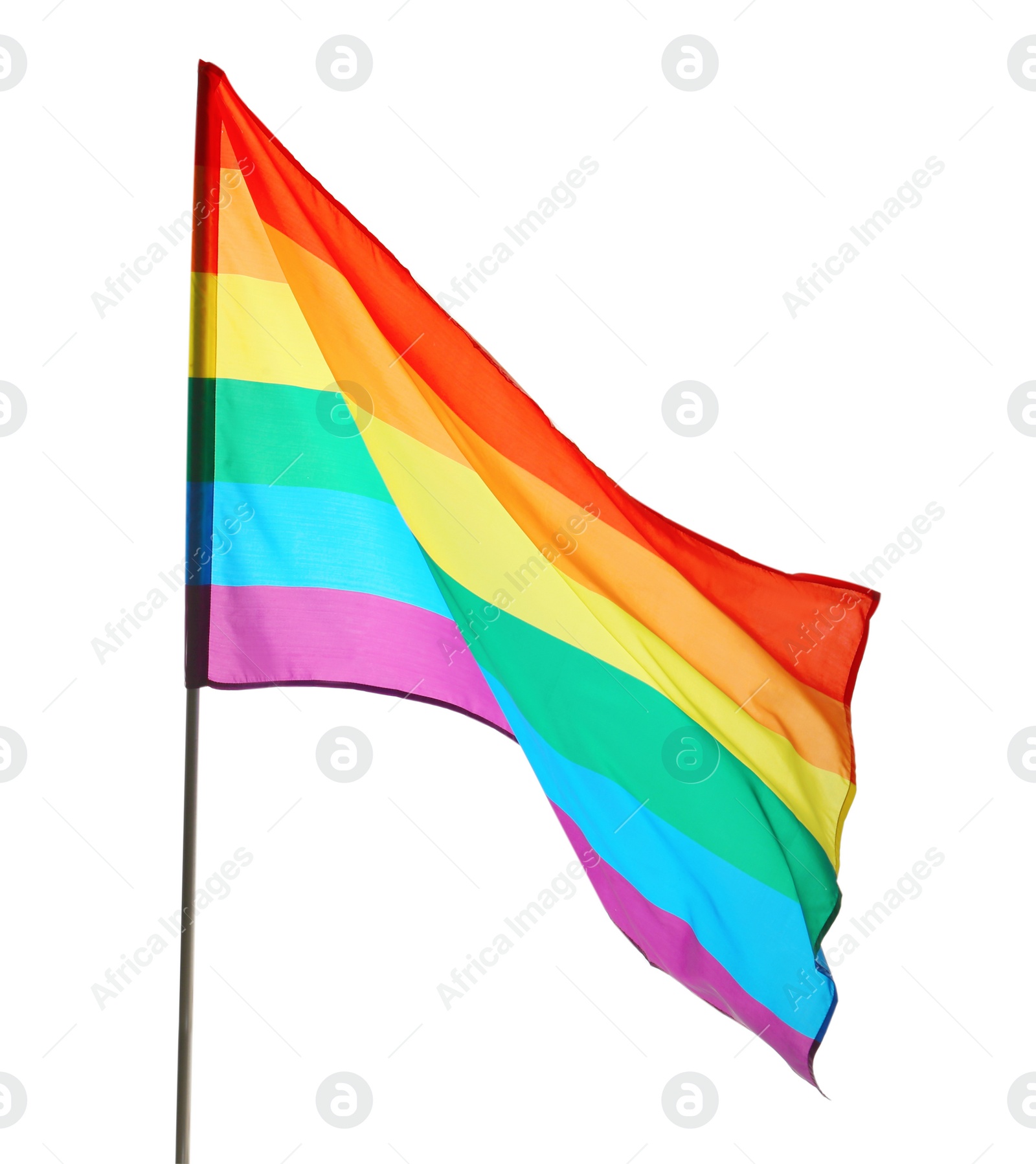 Photo of Bright rainbow LGBT flag isolated on white