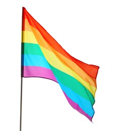 Photo of Bright rainbow LGBT flag isolated on white