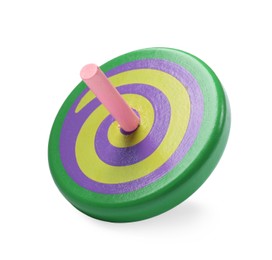 Photo of One bright spinning top isolated on white
