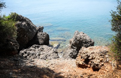 Photo of Beautiful view of rocky sea coast on sunny summer day