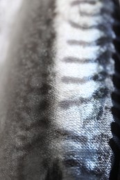 Photo of Beautiful fresh tasty raw mackerel as background, closeup