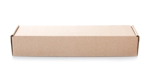 Cardboard box on white background