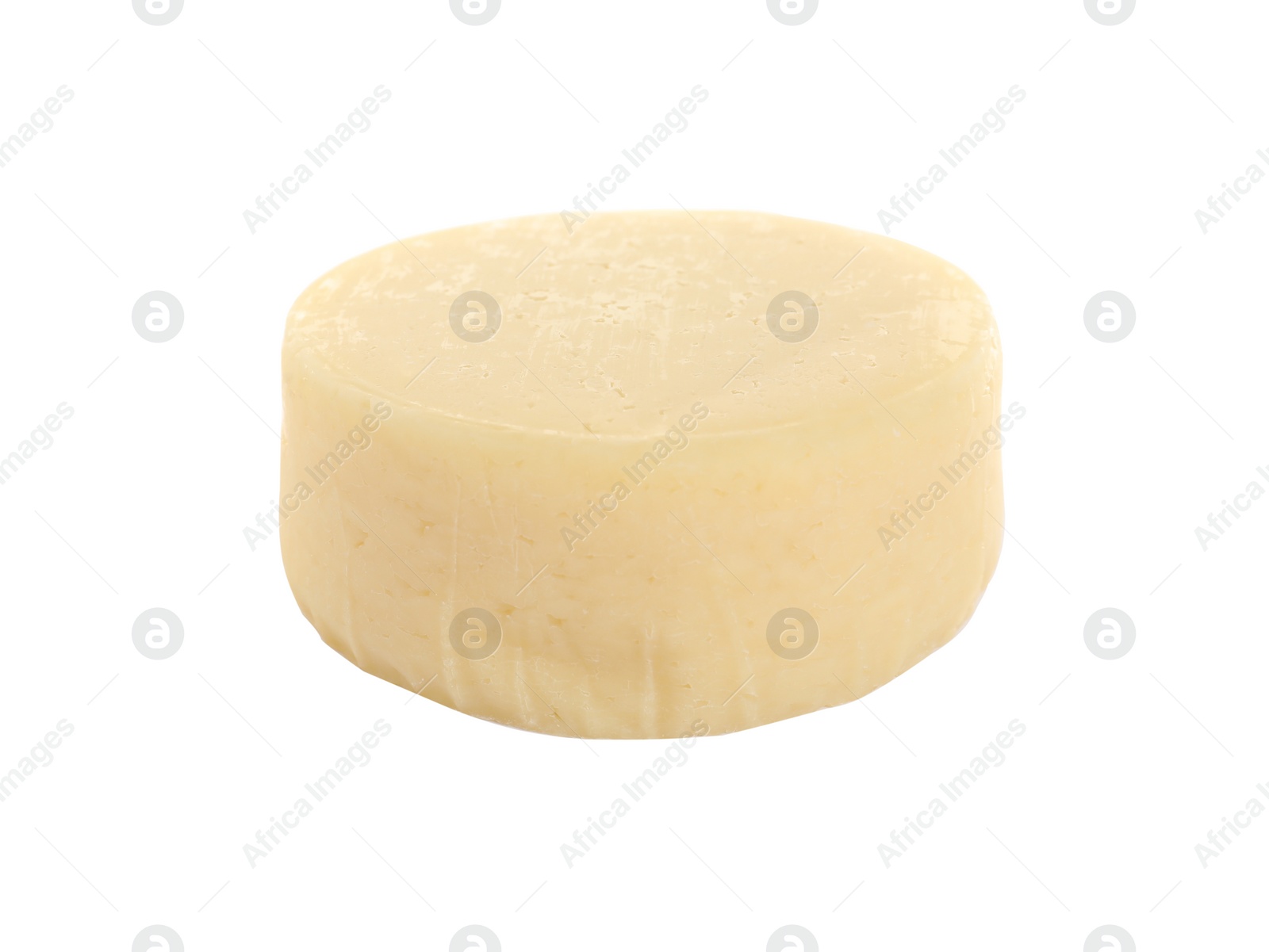 Photo of Head of tasty fresh cheese on white background