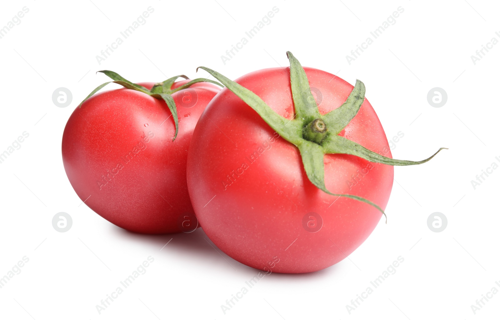 Photo of Fresh ripe red tomatoes on white background