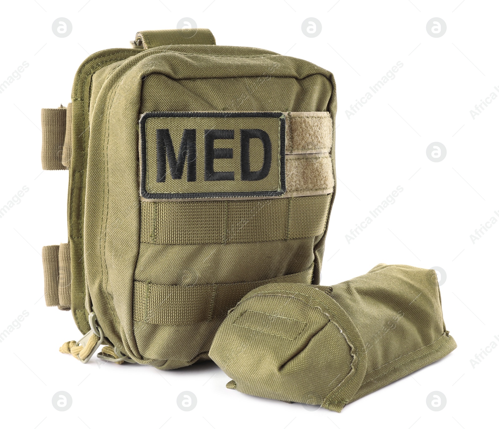 Photo of Military first aid kit isolated on white