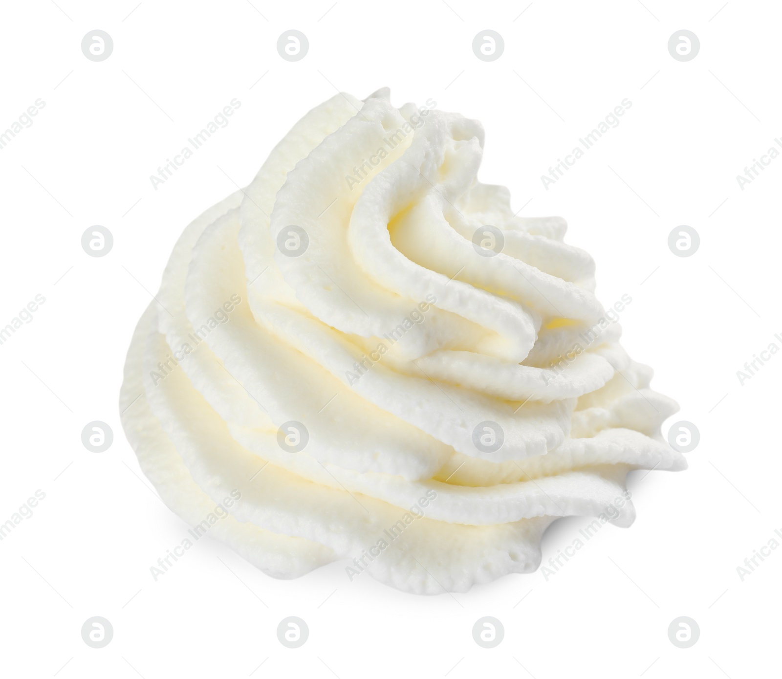 Photo of Delicious fresh whipped cream isolated on white