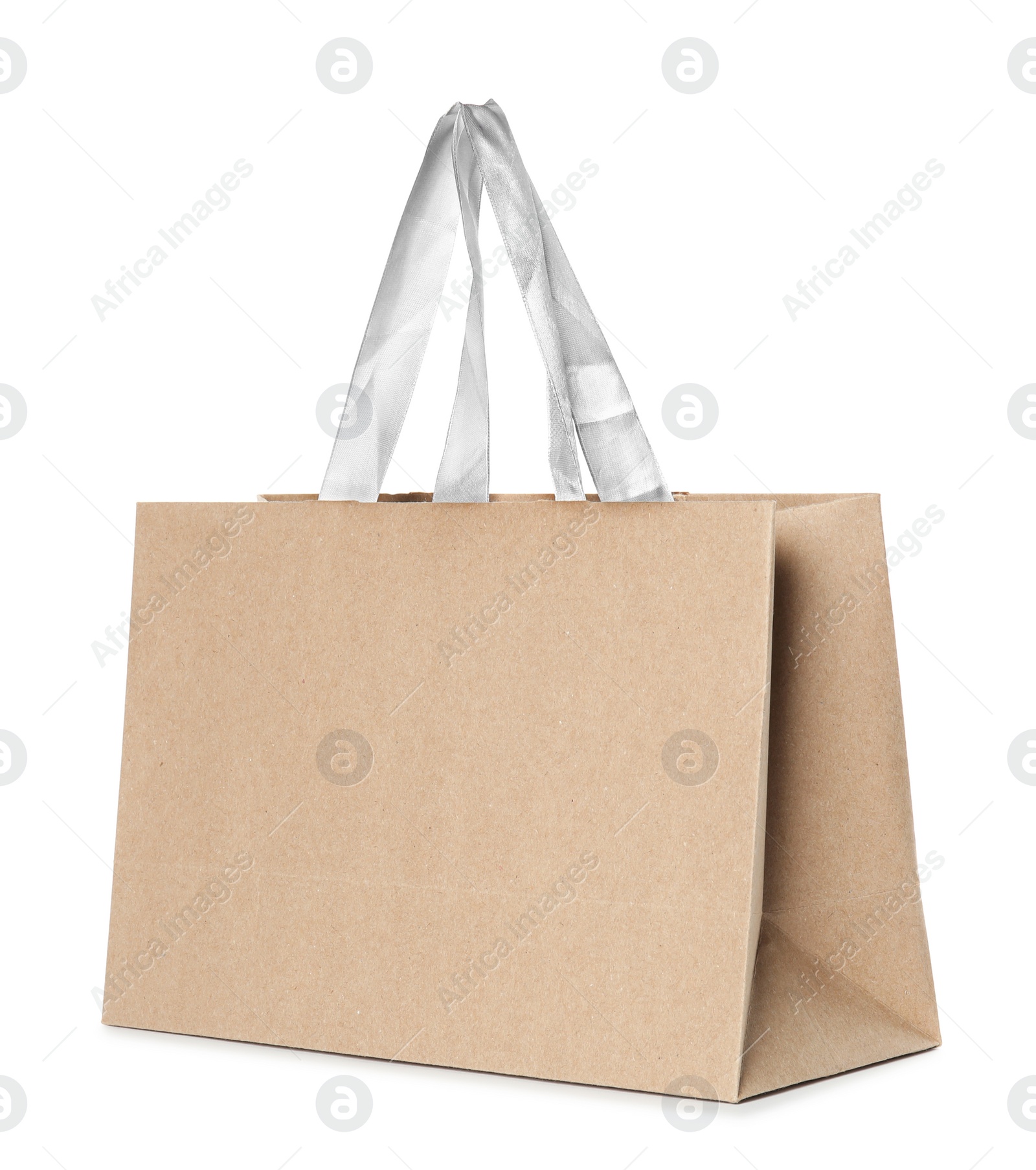 Photo of Paper shopping bag isolated on white. Mock up for design