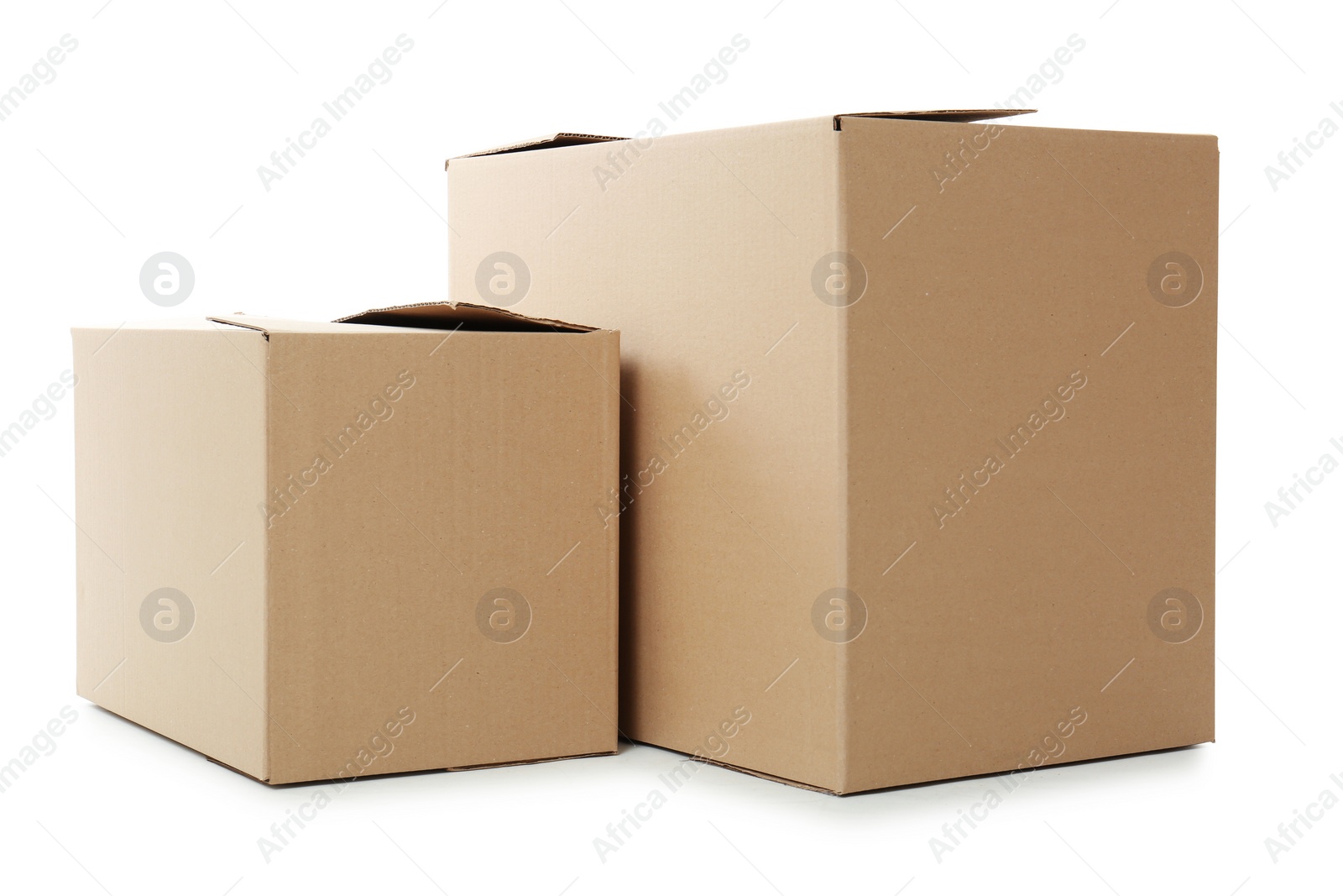 Photo of Cardboard boxes on white background