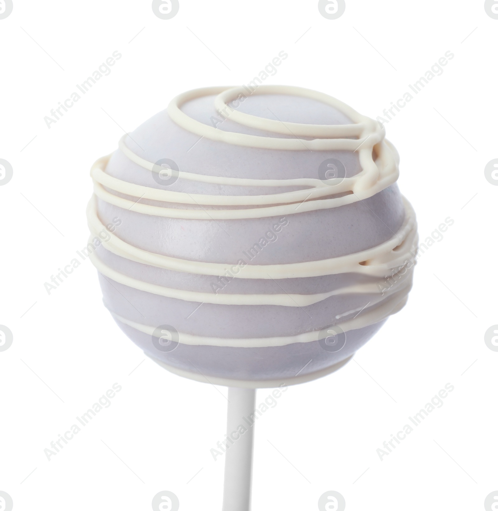 Photo of Sweet decorated cake pop on white background