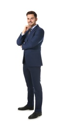 Photo of Full length portrait of businessman posing on white background