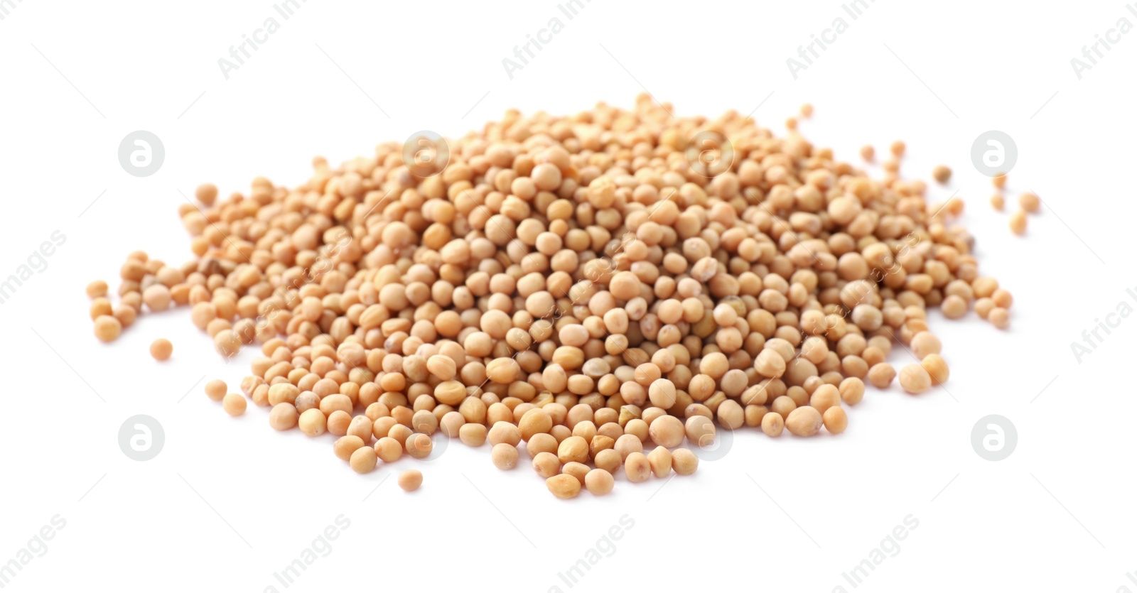 Photo of Heap of mustard seeds isolated on white