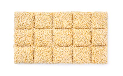 Delicious sesame kozinaki bar isolated on white, top view