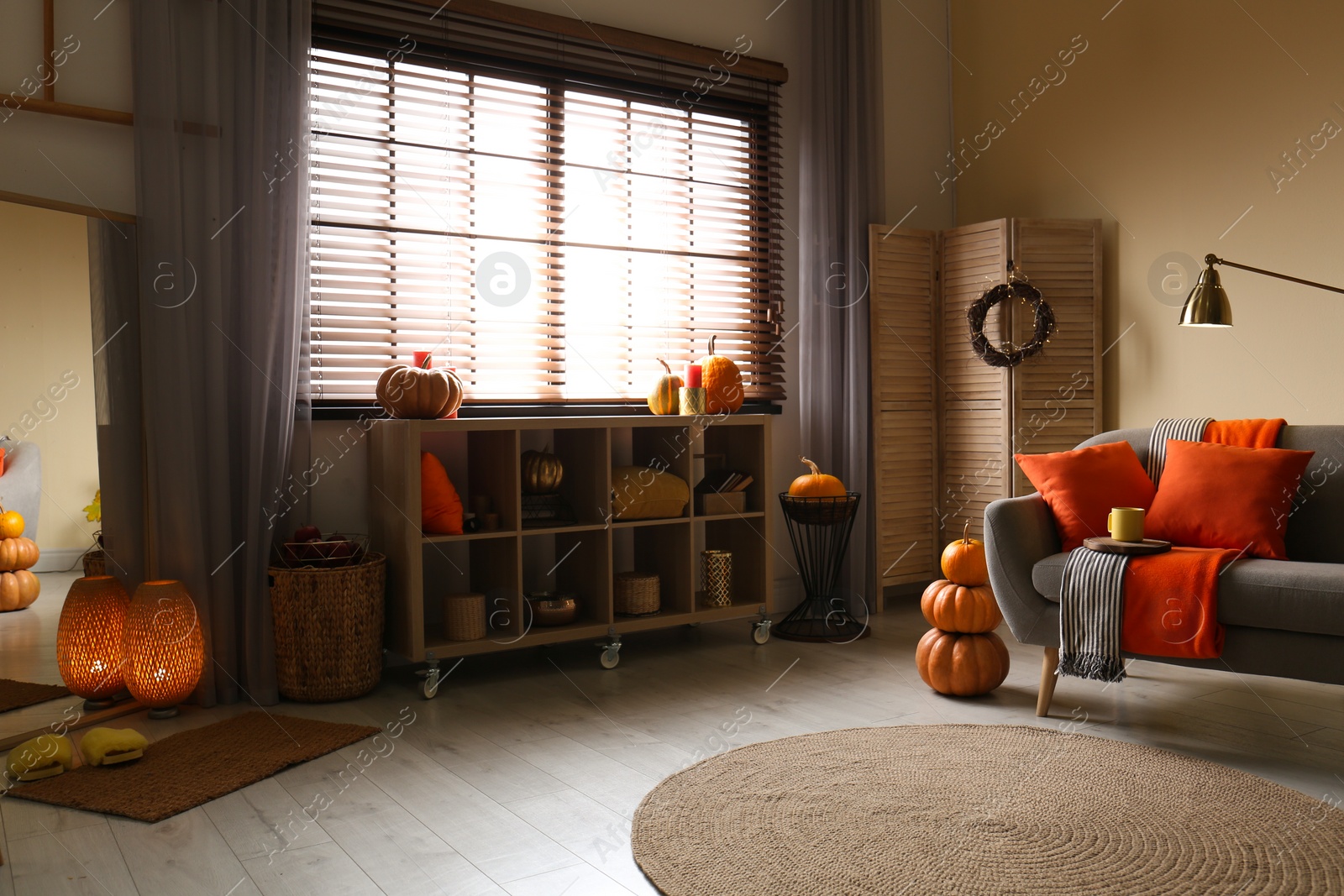 Photo of Cozy living room interior inspired by autumn colors