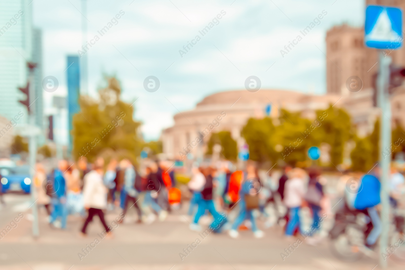 Photo of People walking on city street, blurred view