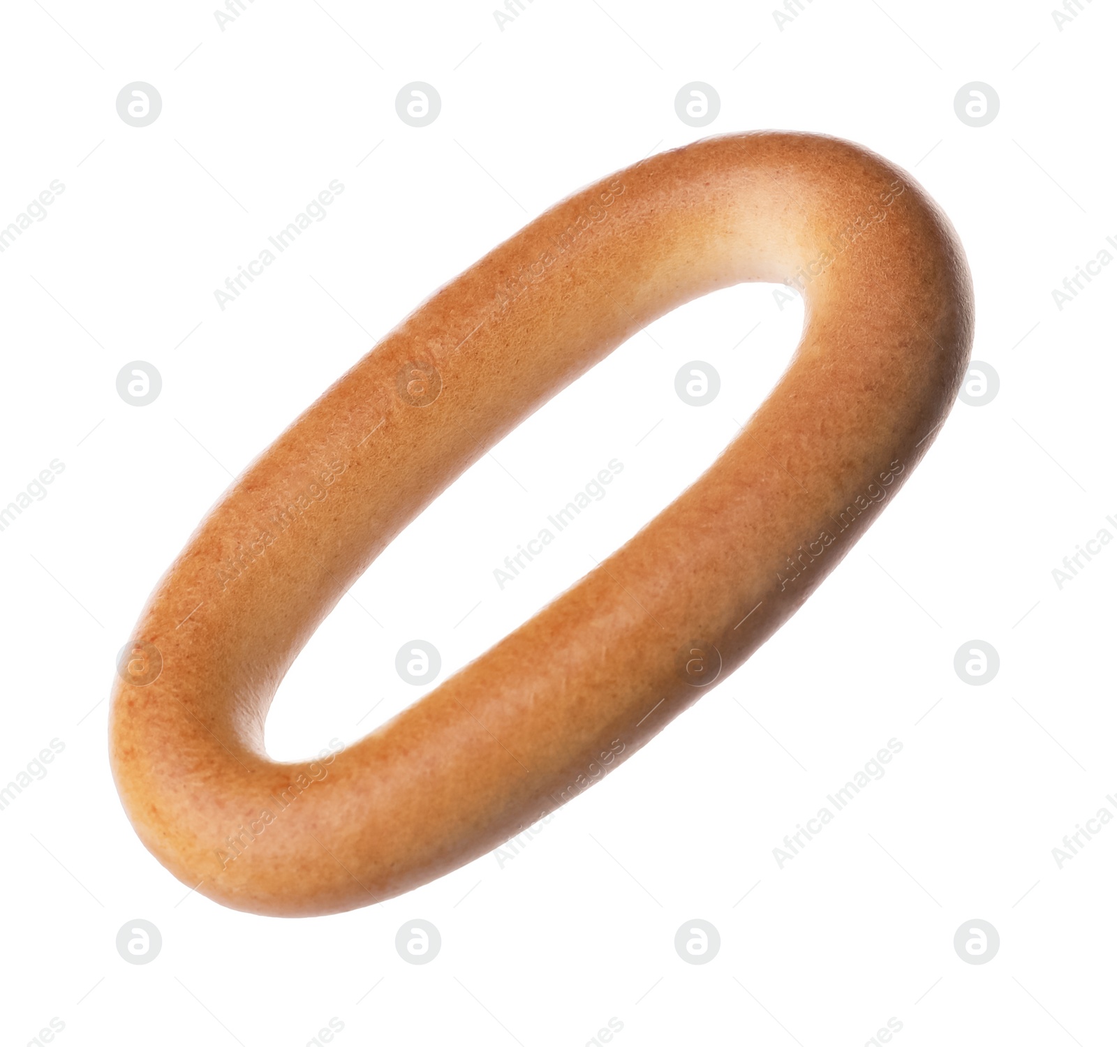 Photo of Tasty dry bagel (sushki) isolated on white