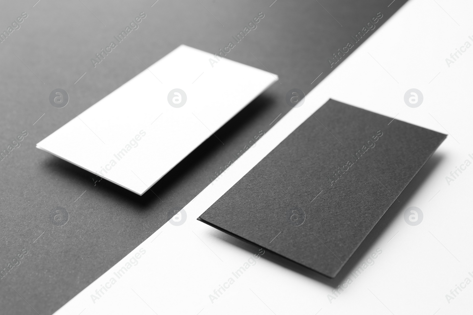 Photo of Blank business cards on color background. Mockup for design