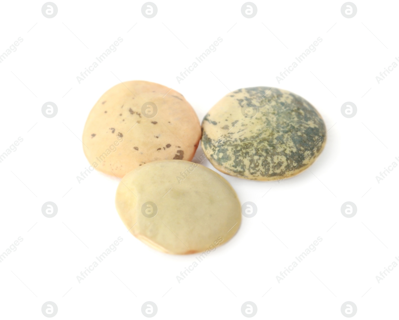 Photo of Pile of raw lentils on white background. Vegetable planting