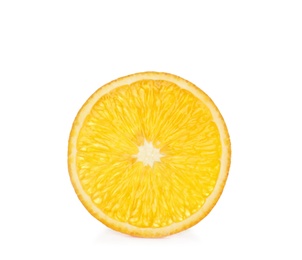 Slice of ripe orange isolated on white