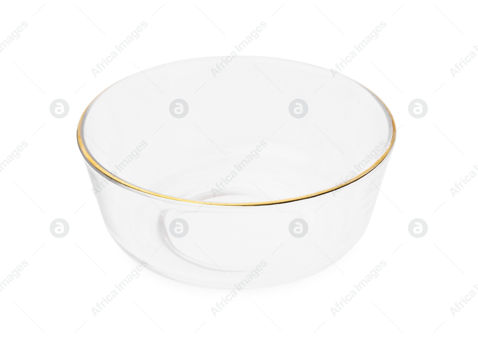 Photo of One glass bowl isolated on white. Cooking utensils