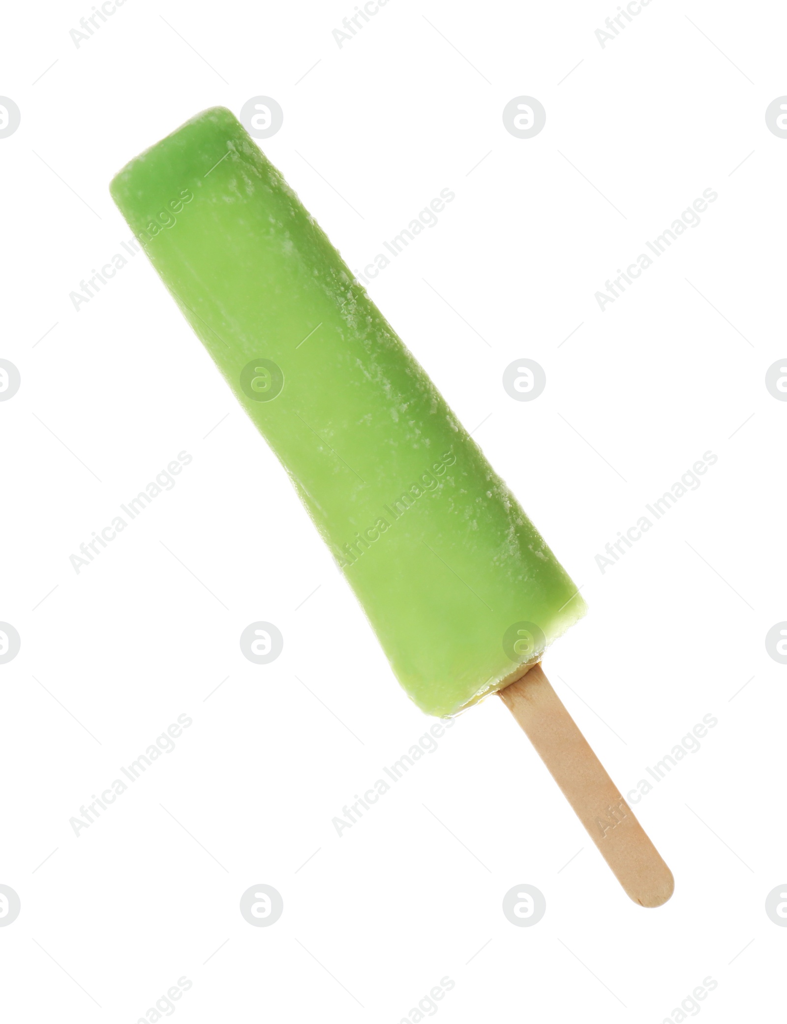 Photo of Woman holding delicious ice cream against white background