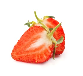 Fresh ripe strawberry on white background. Healthy snack