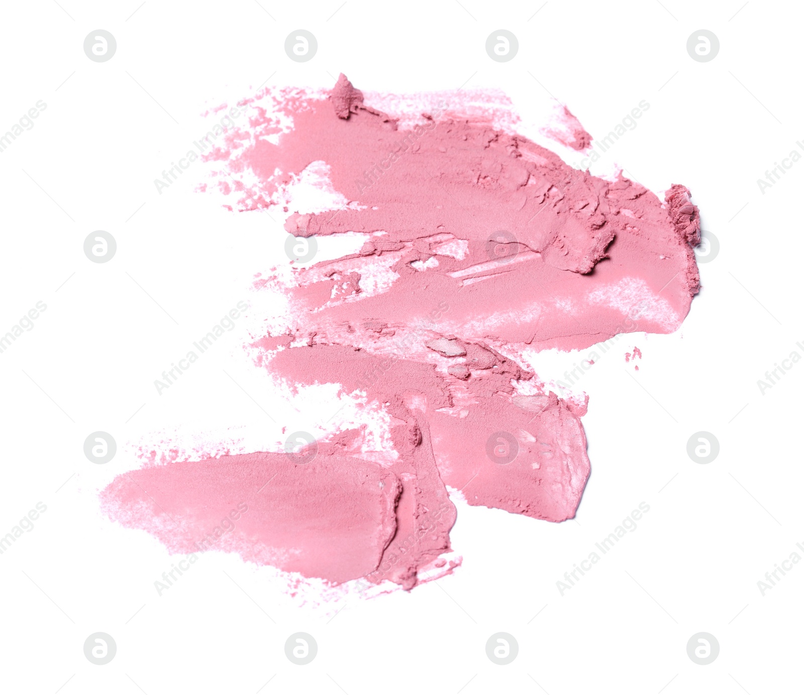 Photo of Smears of nude lipstick on white background