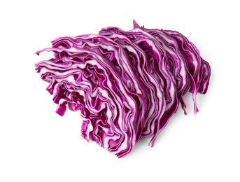 Pile of shredded red cabbage isolated on white